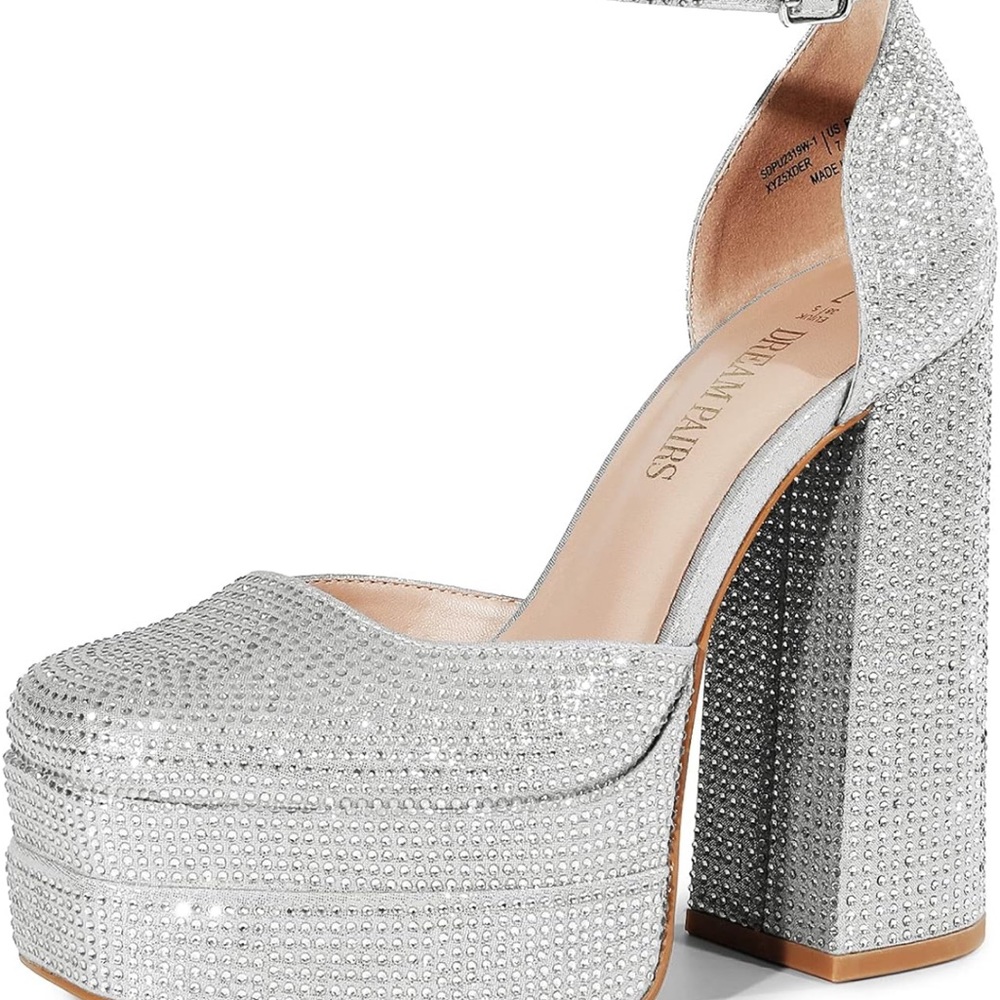 Holiday Party Perfect New In Box Silver- Rhinestone Heels 10 - Picture 8 of 10